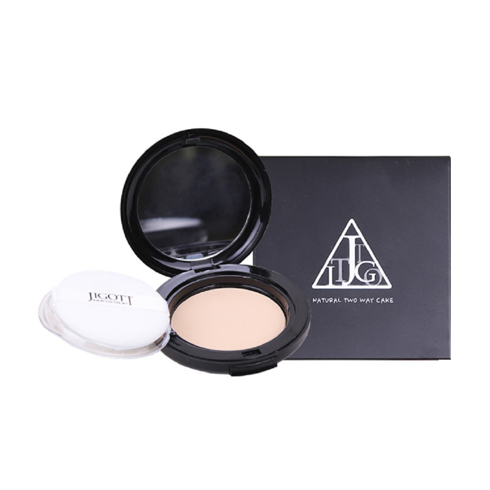 Компактна матувальна пудра для обличчя Jigott Natural Two Way Cake з колагеном, 21 Nude Beige, 12 г